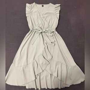 SHEIN Sage Midi Dress with Ruffle Hem NEW